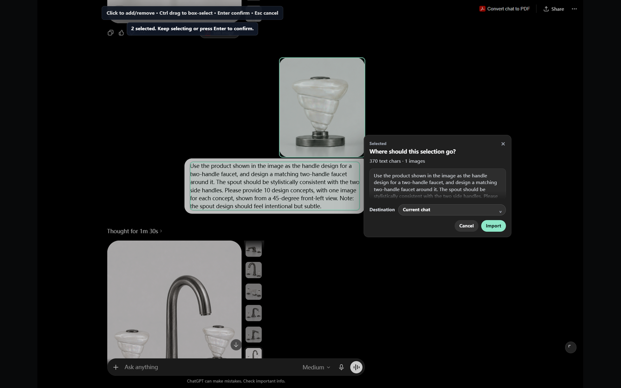 ChatGPT Clip selection mode
