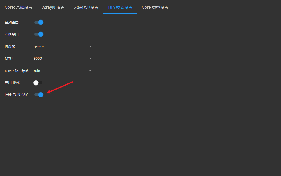 v2rayN 旧版 TUN 保护设置